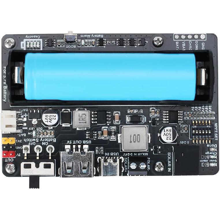 Solar Power Manager Module Solar Energy HAT for 5V-24V Solar Panel Supports Solar Panel or USB Port Battery Charging