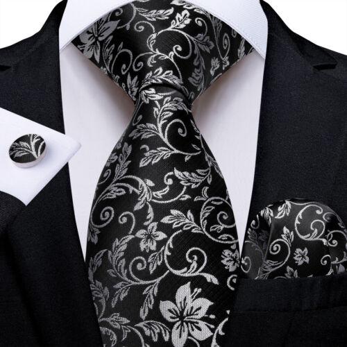 Dibangu Mens Silk Necktie Set Striped Paisley Solid Tie Pocket Square Cufflinks