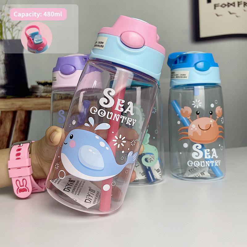 Cute Little Boys Plastic Cup children Water Cup Sippy Cup Creative Handy Cup Duck Beak Children Cup Students Water Cup