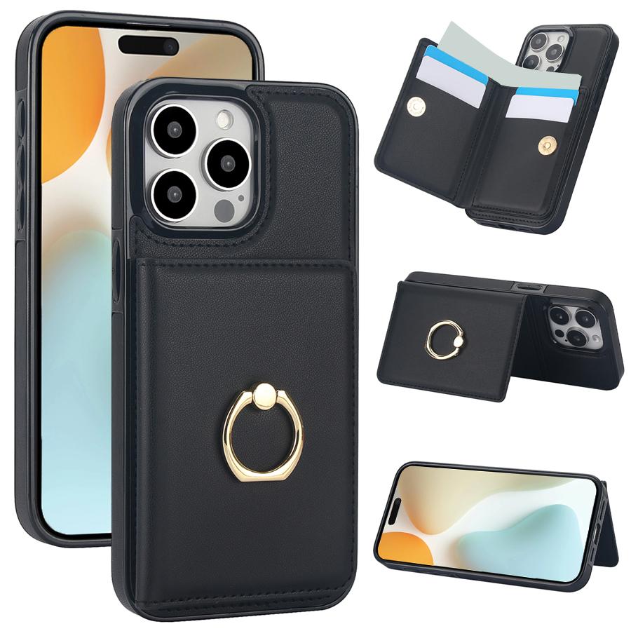 Wallet Card Slot RFID Blocking Kickstand Magnetic 360° Flip Leather Case For iPhone 17 Pro Max Air 16e 15 Plus 14 13 12 11 XR 8
