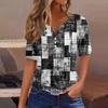 T-shirt da Donna Maglietta Stampata Bottoni Manica Corta Tunica Moda Quotidiana Weekend Base Scollo a V Top Regolare