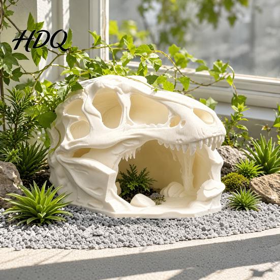 Natural Looking Reptile Shelter Dragon Skull Shelter Hide Cave Fine Carving Ornament Lizards Hideouts for Terrarium Fish Tanks Accessories Artistic