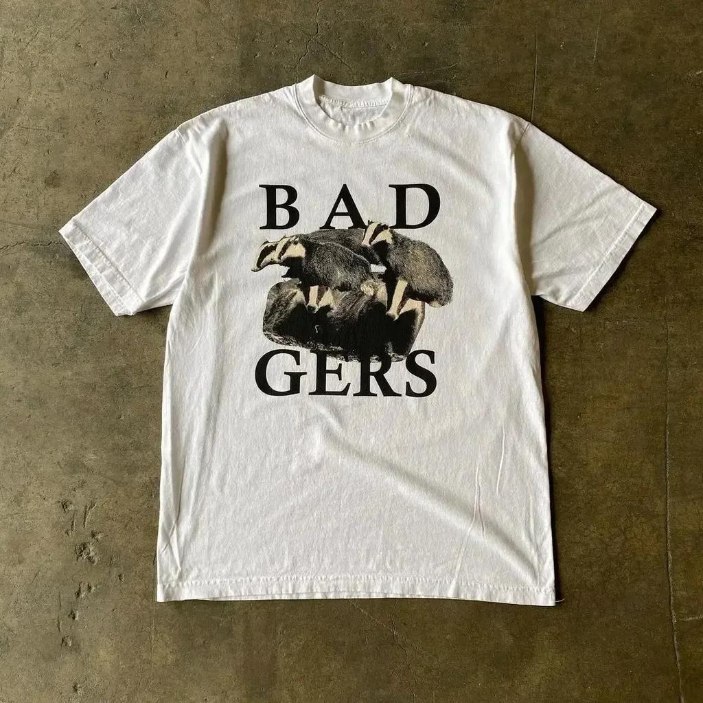 2025 Summer Cherry Pattern Print Washed Round Neck T-shirt Gothic Classic Y2K Plus Size Women's T-shirt Oversized Cotton T-shirt