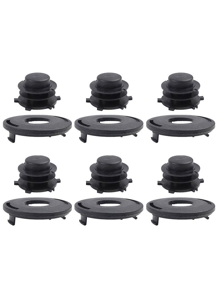 6 Piece Spool Set Bump Feed Trimmer Head Spool Cover Cap