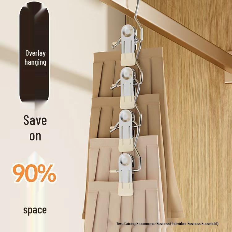 Stainless Steel Windproof Hanger with No-Mark Clips for Hats, Pants, and Socks