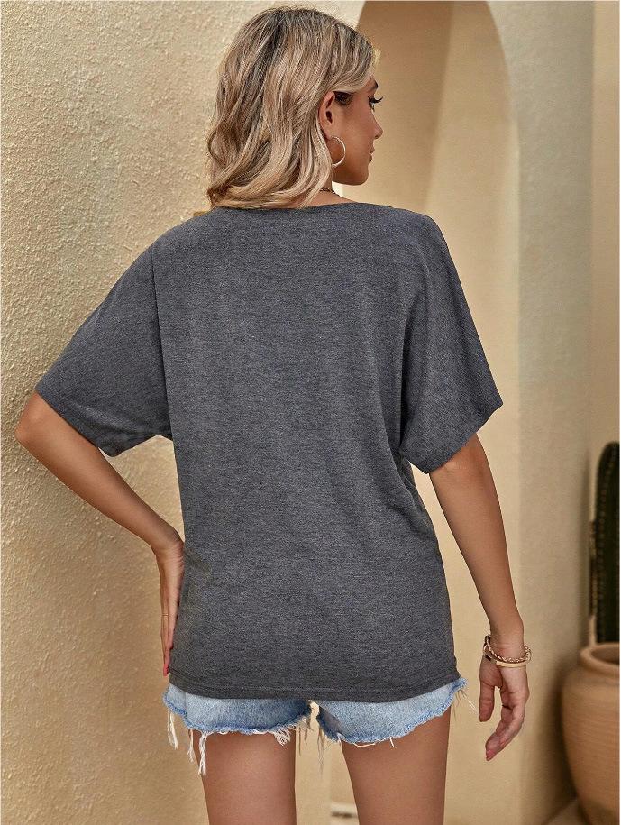 2024 Women's Solid Color Batwing Sleeve Knitted Off-the-Shoulder Top