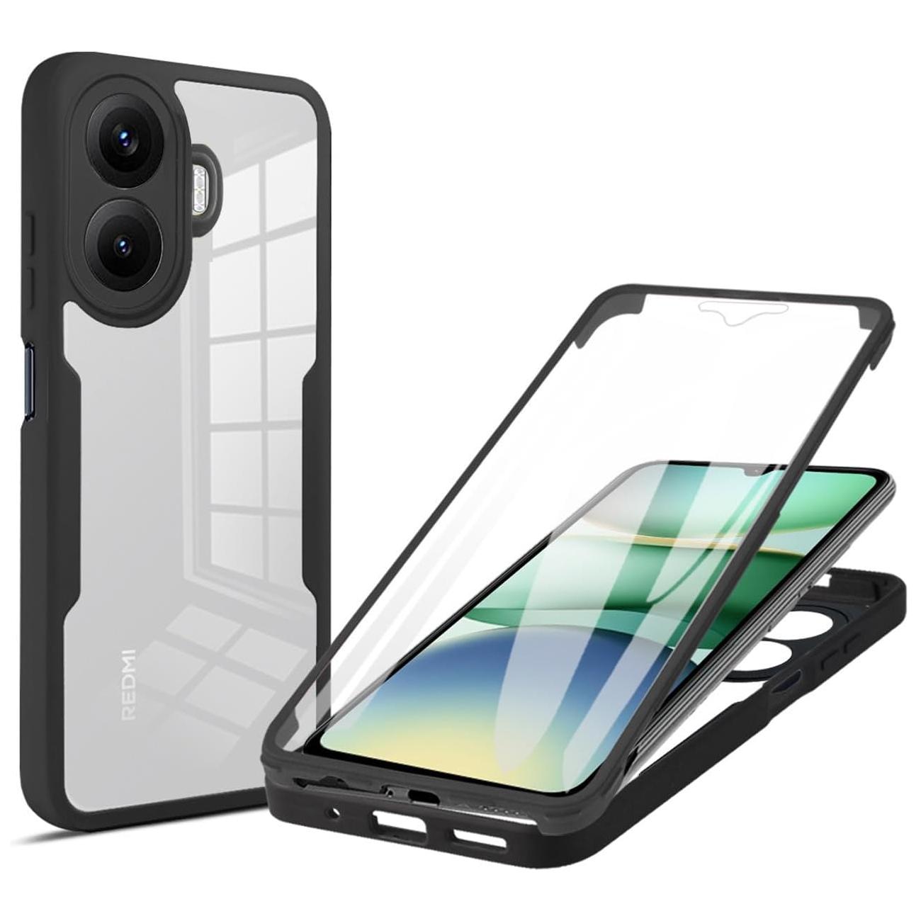 

Противоударный чехол с полной защитой корпуса для Xiaomi Poco F7 5G, защитная крышка, защитная пленка для экрана, Fundas Coque Capa Poco F7 чёрный