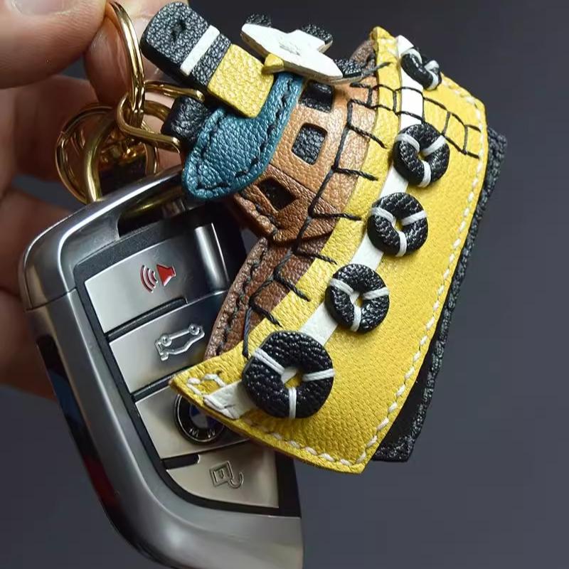 My Little Fishing Boat/original Design Leather Handmade Car Key Bag Pendant Female Hipster Key Chain