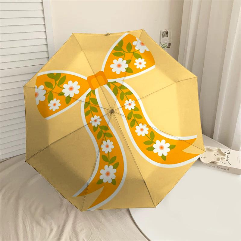 

1PC Floral Bow Umbrella-8-Rib Reinforced Portable Folding Travel Suitable for All Seasons Outdoor Daily Use-J332