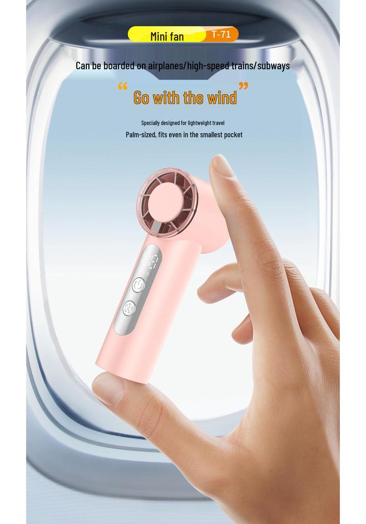 T71 Turbo High-Speed Digital Display Handheld Fan with USB Charging