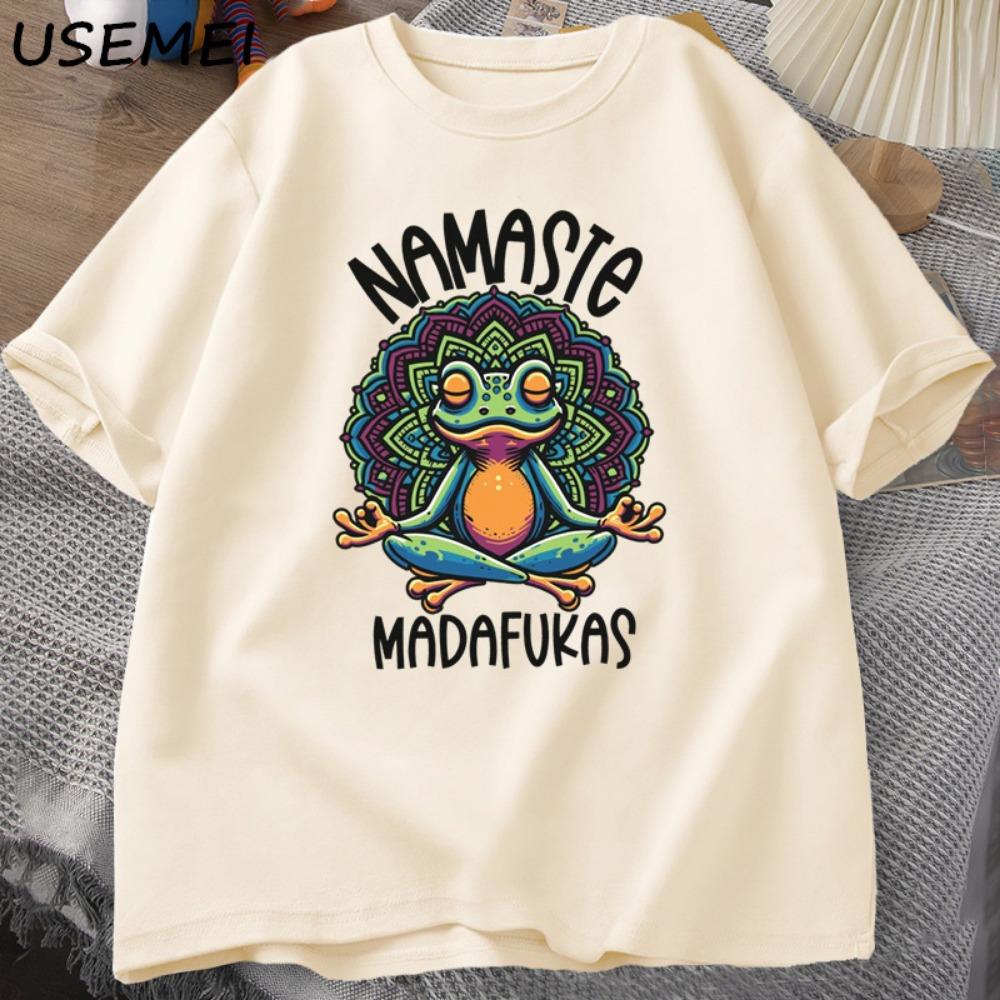 

Fun Yoga T-shirt Frog Self Care T-shirt Cotton Short Sleeve Front, Comfortable and Soft Fabric, Men s Street Wear T-shirt S