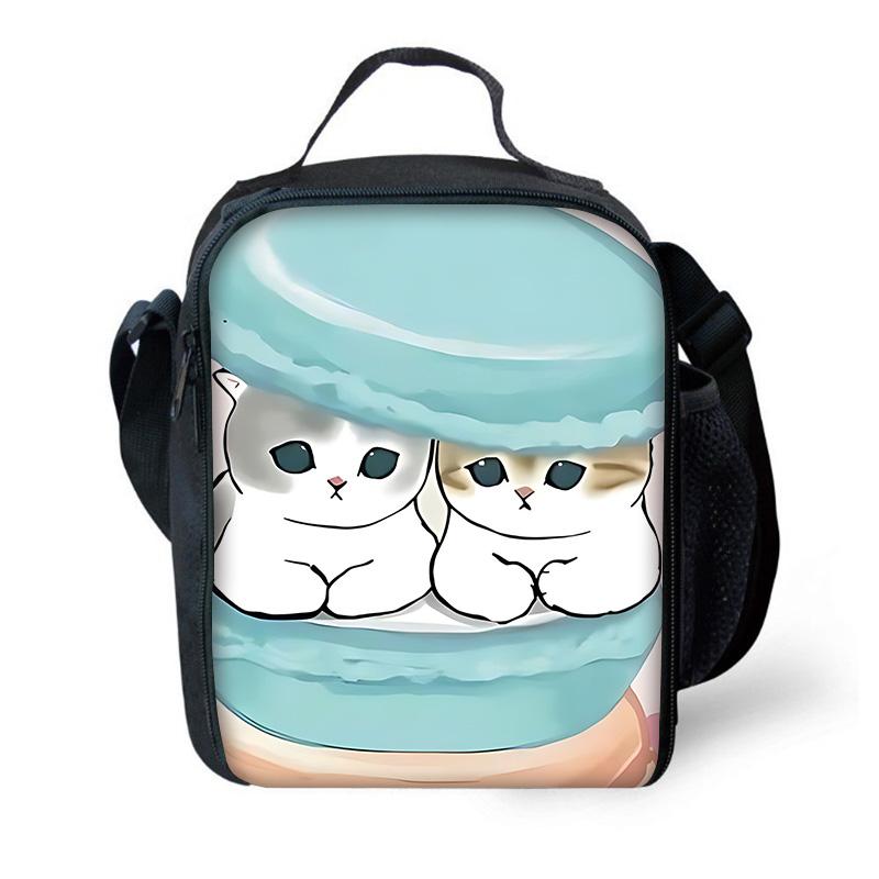 Child School Funny Cat M-mofusands-Backpack with Lunch Bags ,Pencil Bags ,School Bags for Boys Girls Best Gift
