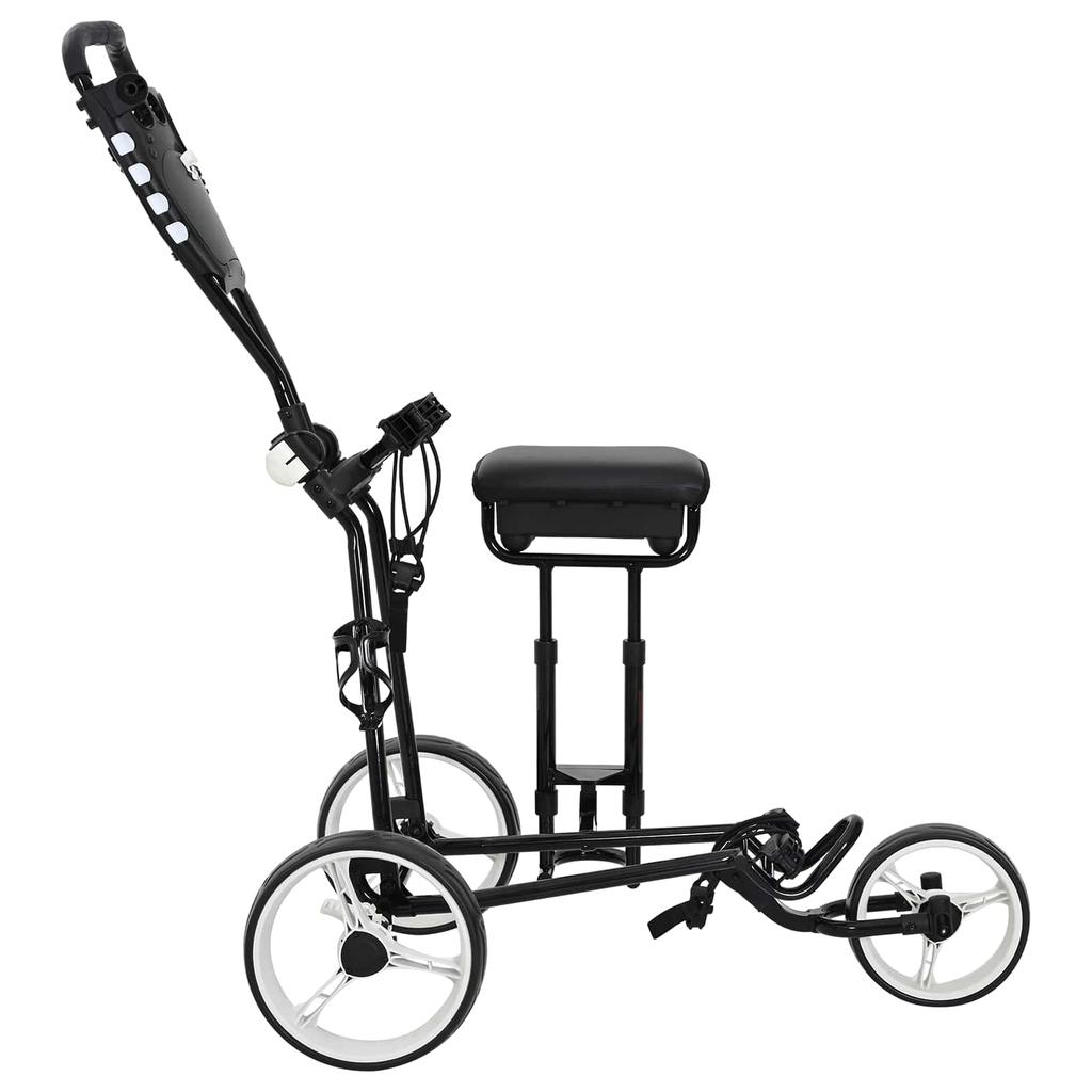 Golf Dolly with Seat Black and White 100 x 60 x 130 cm Iron