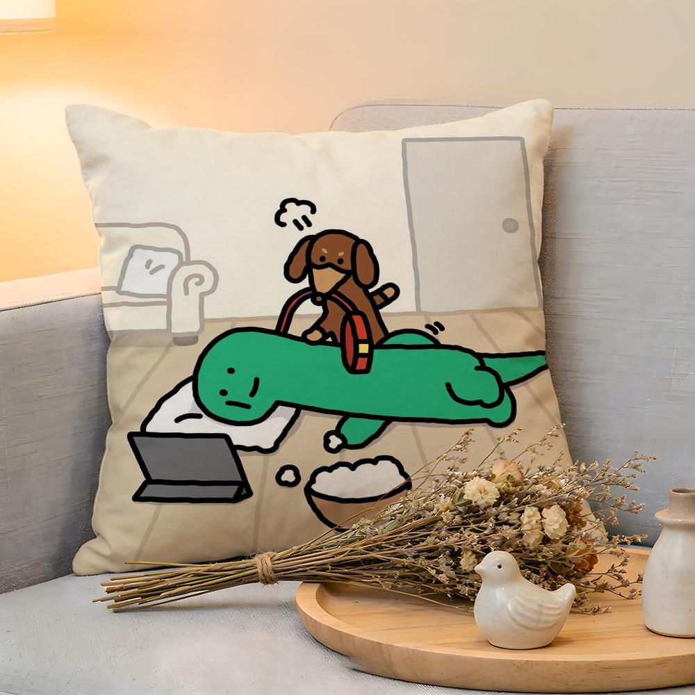 Cushion Cover  Linen  SkinFriendly Soft Decorative Case For Sofa Home Decor Joguman Korean Instagram Dinosaur Pillow cover