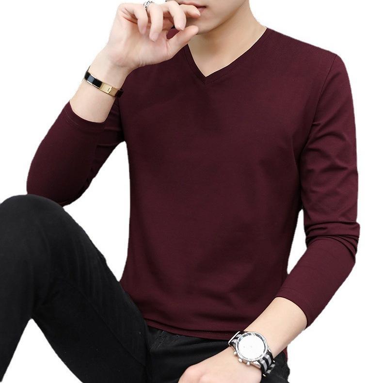 2021 Men's Trendy V-Neck Long-Sleeve T-Shirt for Autumn/Winter