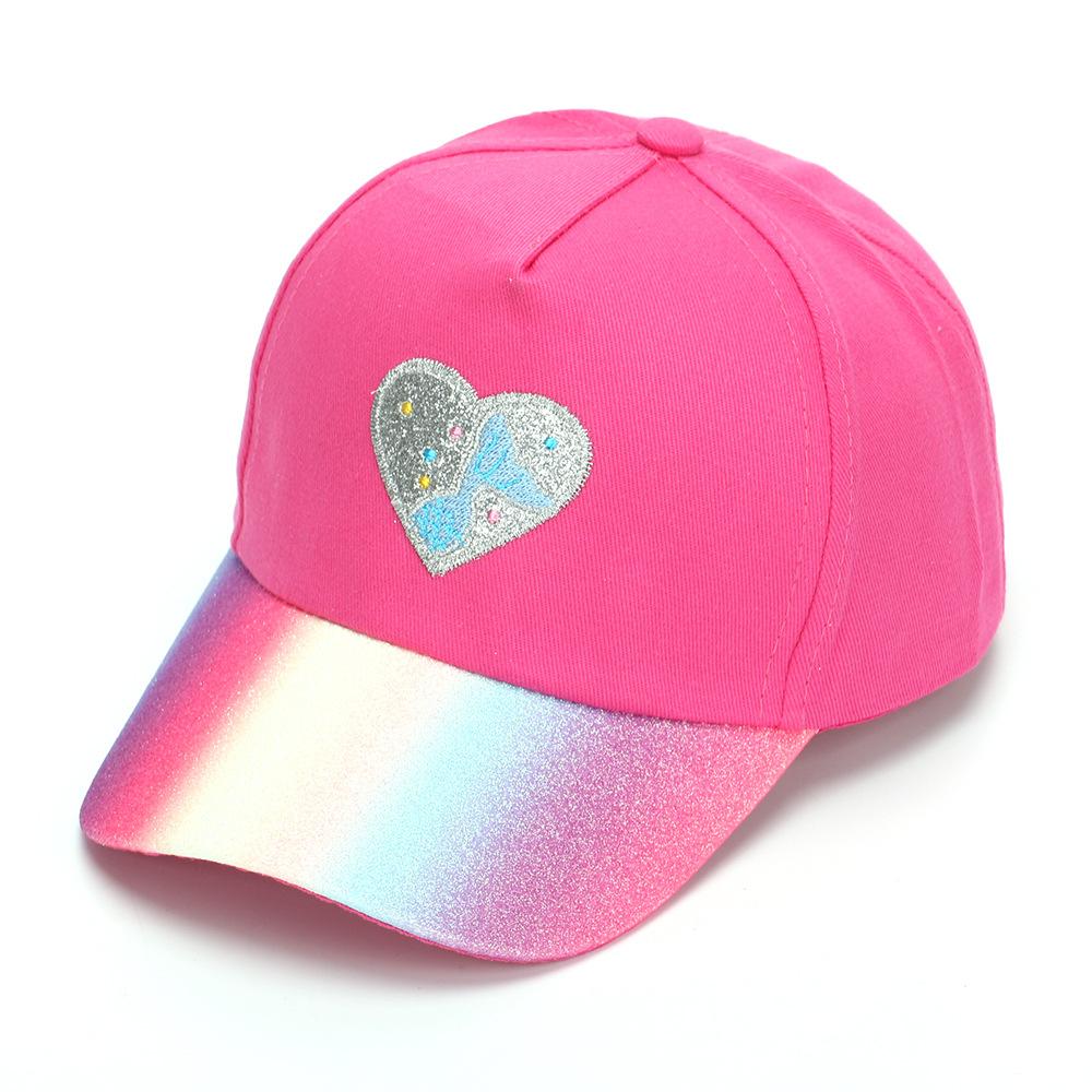 Children's Heart-shaped Sequin Hat  Girl's Fashionable Sun-protective Baseball Cap