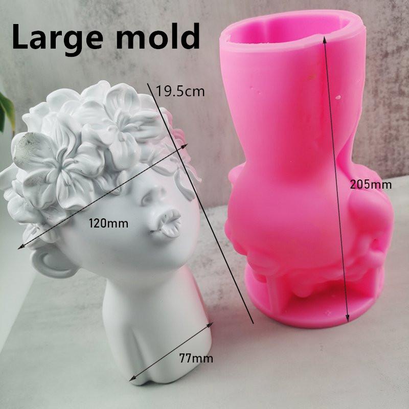 3D Large 20CM Flower Cover Eyes Boy Plaster Ornament Silicone Mold European Style Character Scented Candle Mould Silicone Mold