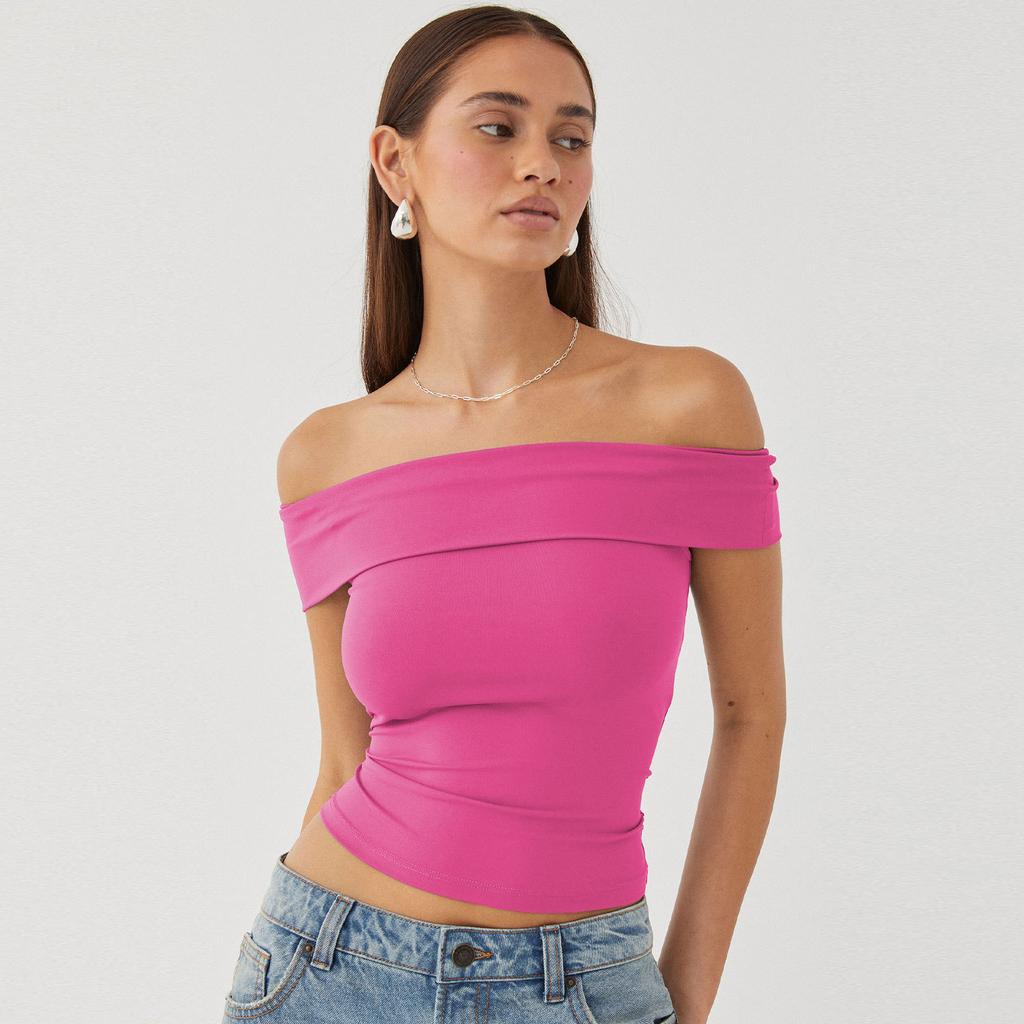 YYFS Women's Fashion Casual Summer Spring Solid Color Print Short Sleeve One Shoulder Blouses & Shirts