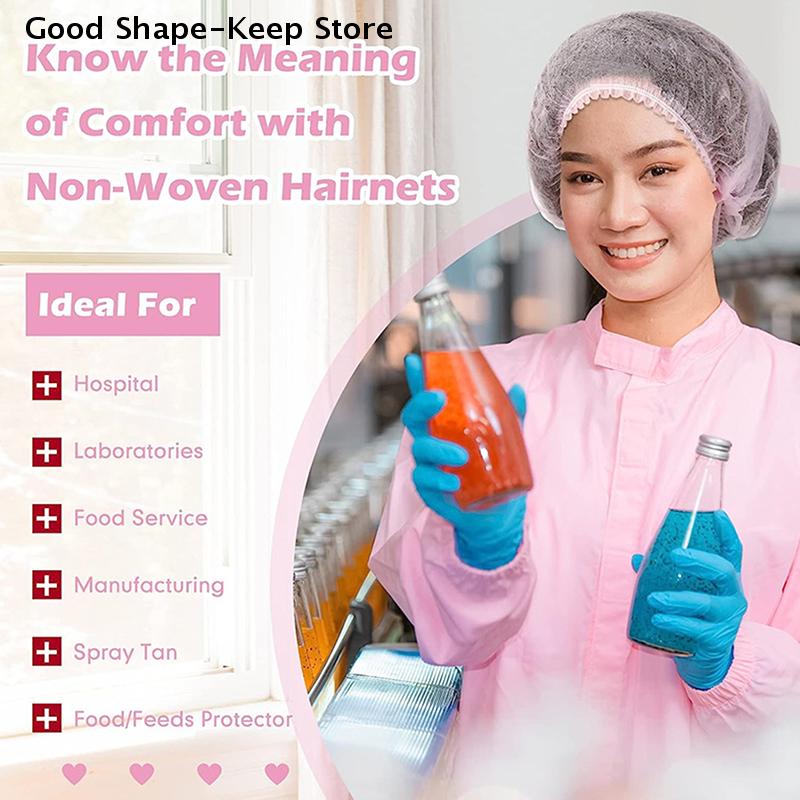 100PCS Kitchen Anti Dust Caps Disposable Hair Head Covers Net Bouffant Dustproof Breathable Shower Bathing Hats