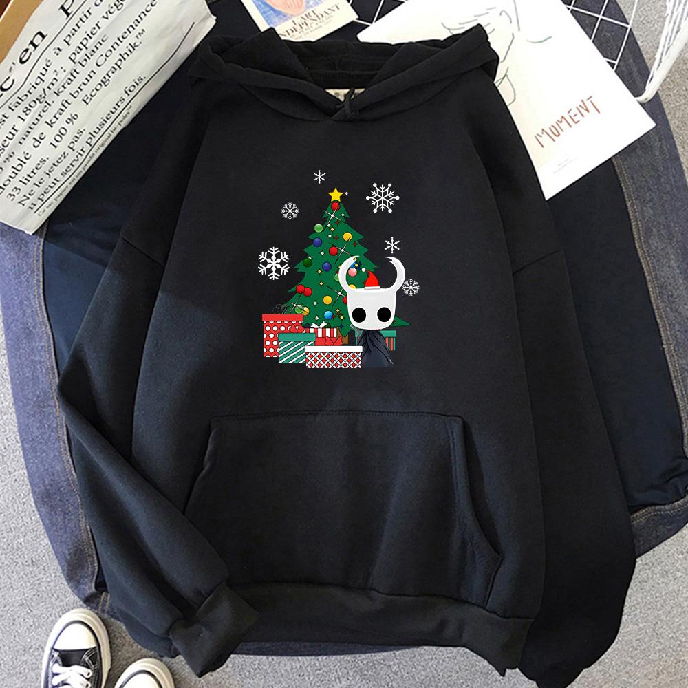 Hollow Knight Christmas Tree Graphic Clothes Autumn/winter Fleece O-neck Pullovers Comfortable Casual Sweatshirt Anime Hoodies