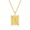 European and American style simple square 26 letter pendant necklace women's personality high-end design jewelry