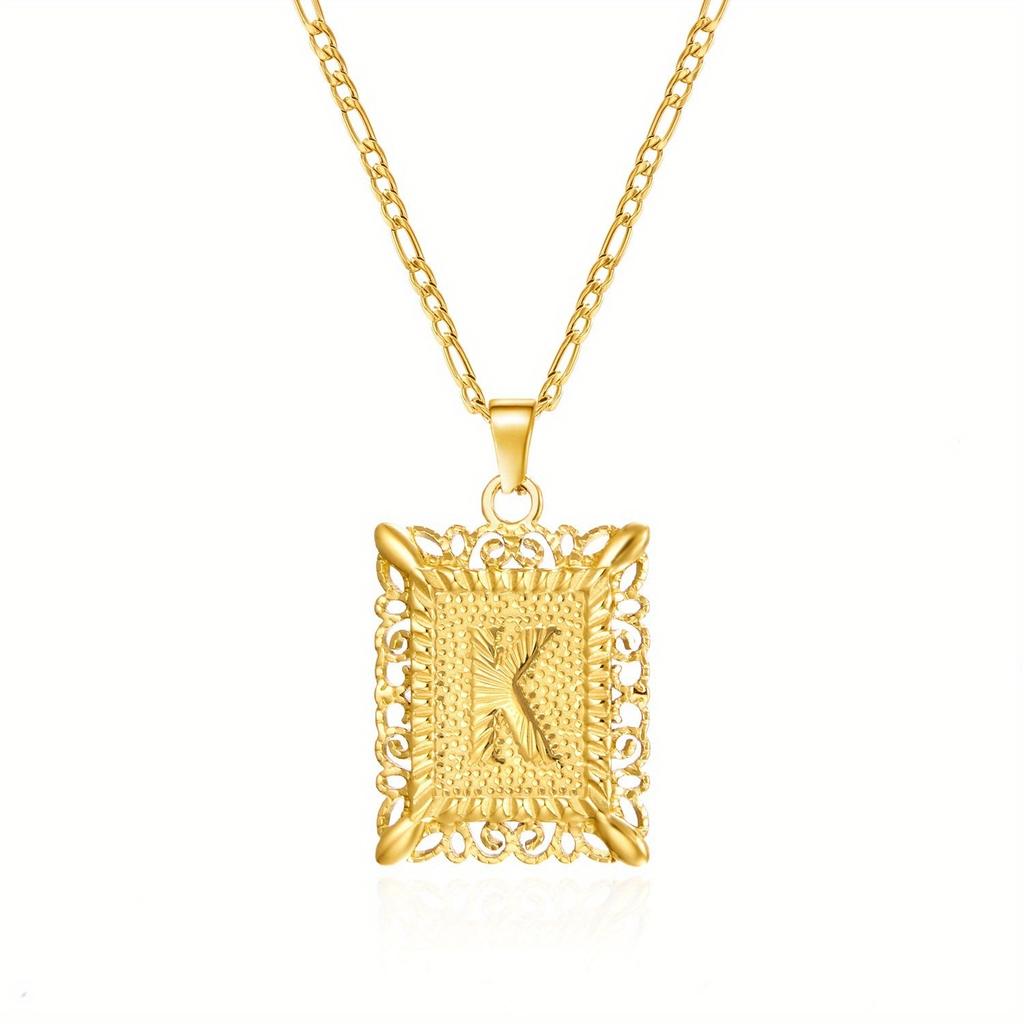 European and American style simple square 26 letter pendant necklace women's personality high-end design jewelry
