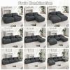 4-Seater Sofa Soft Corduroy, Frameless, 32D High-Elastic Padding, Pet-Friendly, Vacuum-Packed, Combinable, No Assembly for Bedroom and Office, Grey
