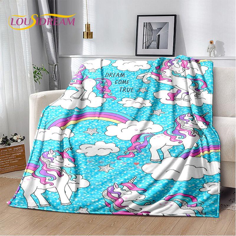 

М яка плюшева ковдра з мультяшним милим єдинорогом, дитяча фланелева ковдра для вітальні, спальні, дивана, чохла для пікніка 30x40in