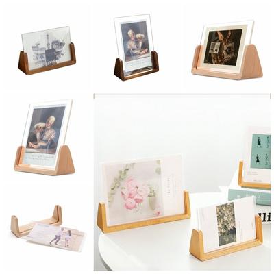 6/7/8 inç Akrilik Ahşap Fotoğraf Çerçevesi Kayın/Ceviz İskandinav Masa Takvimi Tabanı Avrupa tarzı Kolay Kurulum Ofis Fotoğrafı