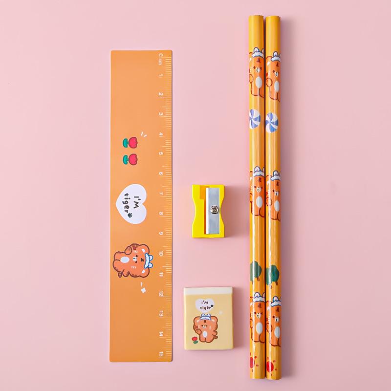 Cartoon Pencil Set: 5-Piece Student Stationery Gift for Kids, Perfect for Back-to-School or Kindergarten Prizes