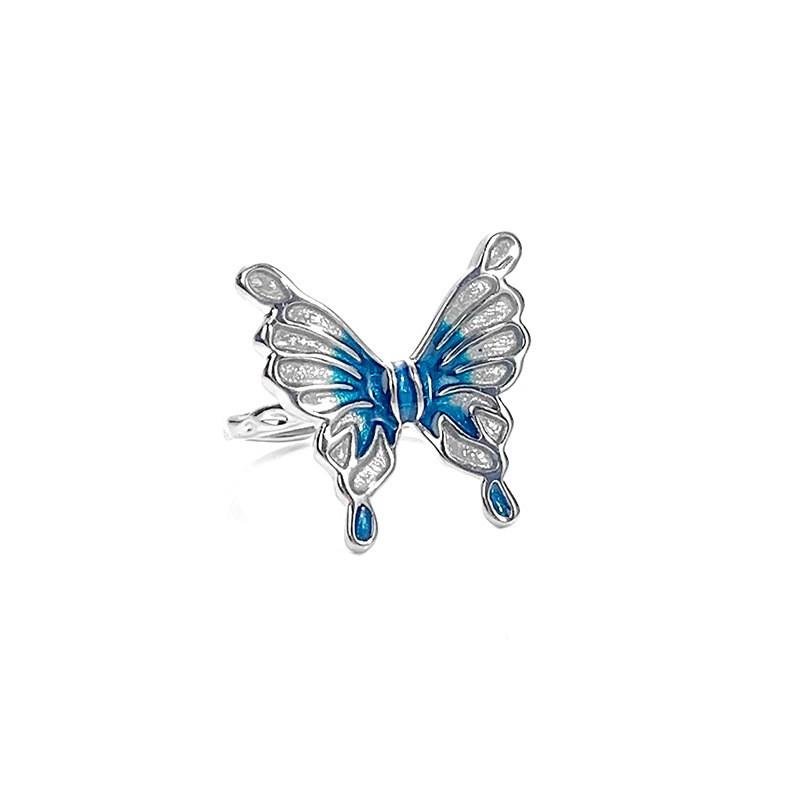 

Butterfly Elegant Blue Themed Ring For Women Unique Small Batch Design With Adjustable Size SSJZ538