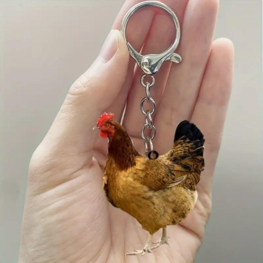 Hen Backpack Pendant Acrylic Bag Hanging Car Key Pendant Chicken Acrylic Keychain Decor