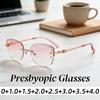 Stylish Rimless Diamond Anti Blue Light Reading Glasses Outdoor Traveling High Quality Comfortable Women's Presbyopia Eyewear