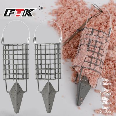 FTK 1 Pc Carp Fishing Feeder 30g/40g/50g/60g/Wire Cage Bait European Carp Fish Hair Platform Feeder Carp Fishing