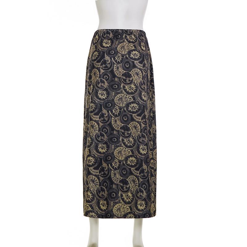 Vintage Europäischer & Amerikanischer Kreisdruck Retro Schlankmachender Rock