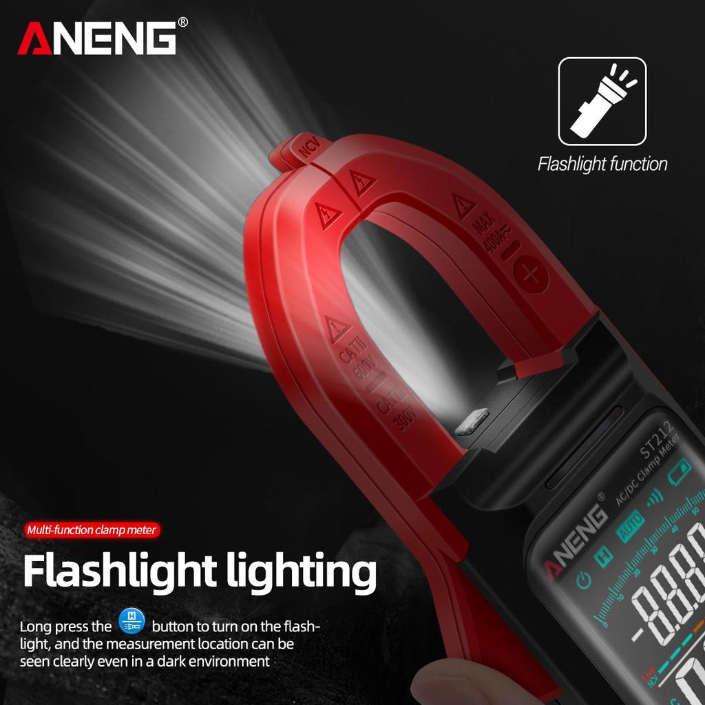 Aneng ST212 DC/AC Strøm Digital Clamp Meter 6000 Counts 400A Amp Multimeter Stor fargeskjerm Spenningstester Bil Hz NCV Ohm