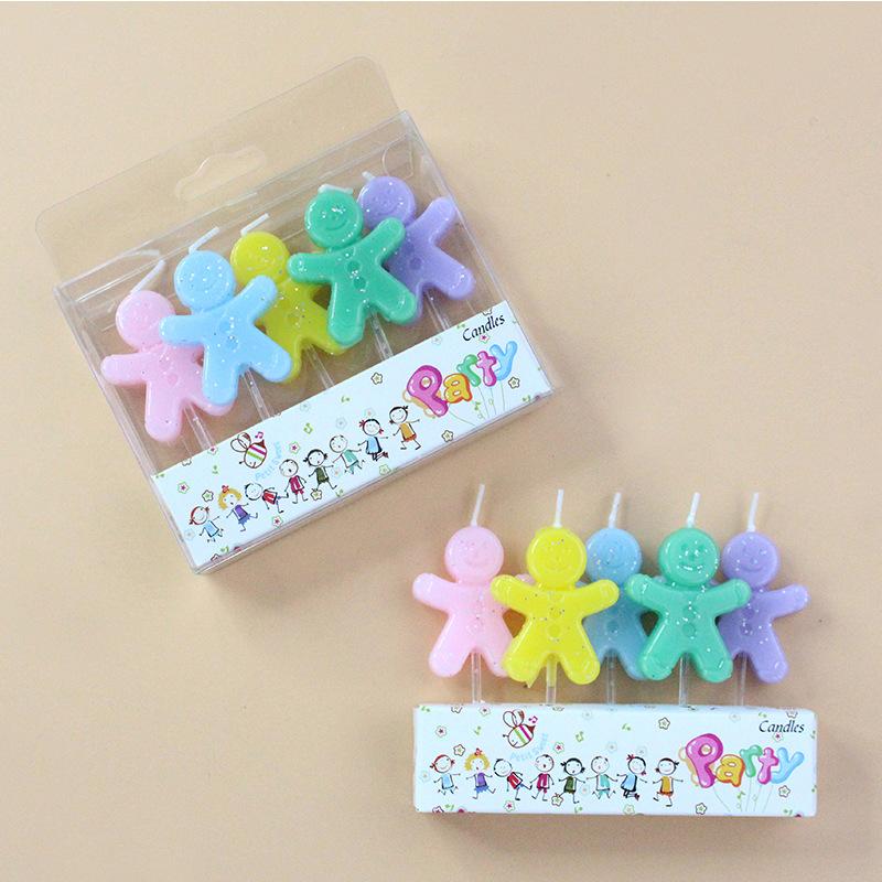 New Cartoon Candles Christmas Colorful Glitter Gingerbread Man Candles Creative Party Baking Decoration Candles