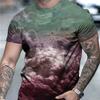 Boutique Summer Sports Fitness Breathable Men's Undershirt Short Sleeve 3D Graffiti Printed Round Neck Casual T-Shirt Hot Sale