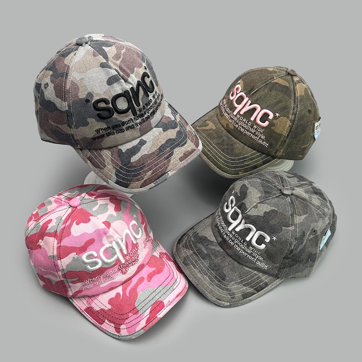 Yiran Bag Women's American Style Camo Letter Embroidery Baseball Hats New Unisex Breathable Hip Hop Sunshade Versatile Niche Fashion Peaked Caps 52-60Cm