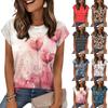 Damen Modisches Lässiges Retro-Print T-Shirt mit lockerem Schnitt