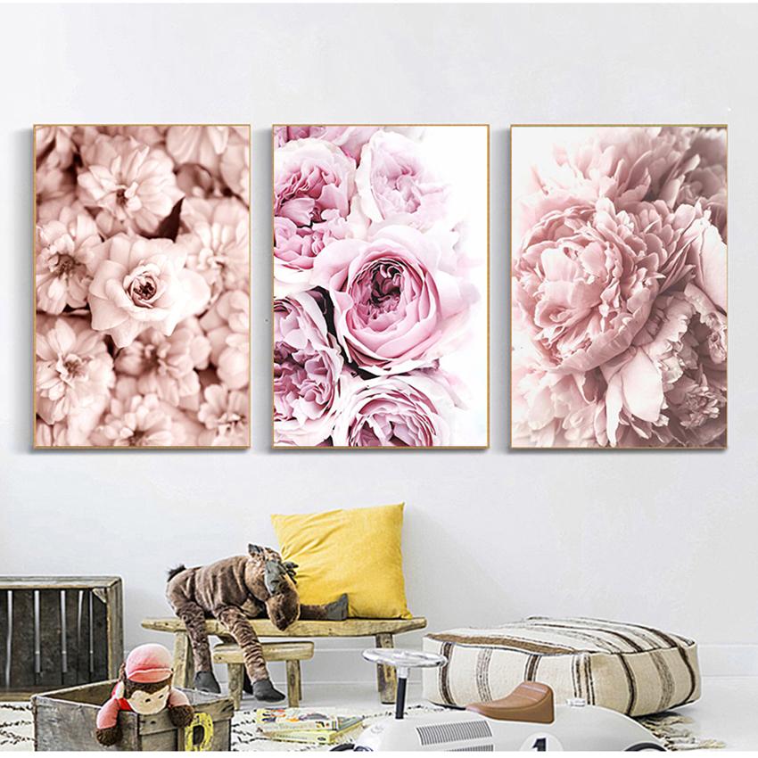 art print pictures for the home living room decoration Nordic style classic rose Peony flower posters and paintings on the wall