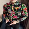 2024 Northeast Big Flower Design Men Shirt Chinese Style Long Sleeve Shirts Button Tops Trend Streetwear Casual Oversize Men 8XL