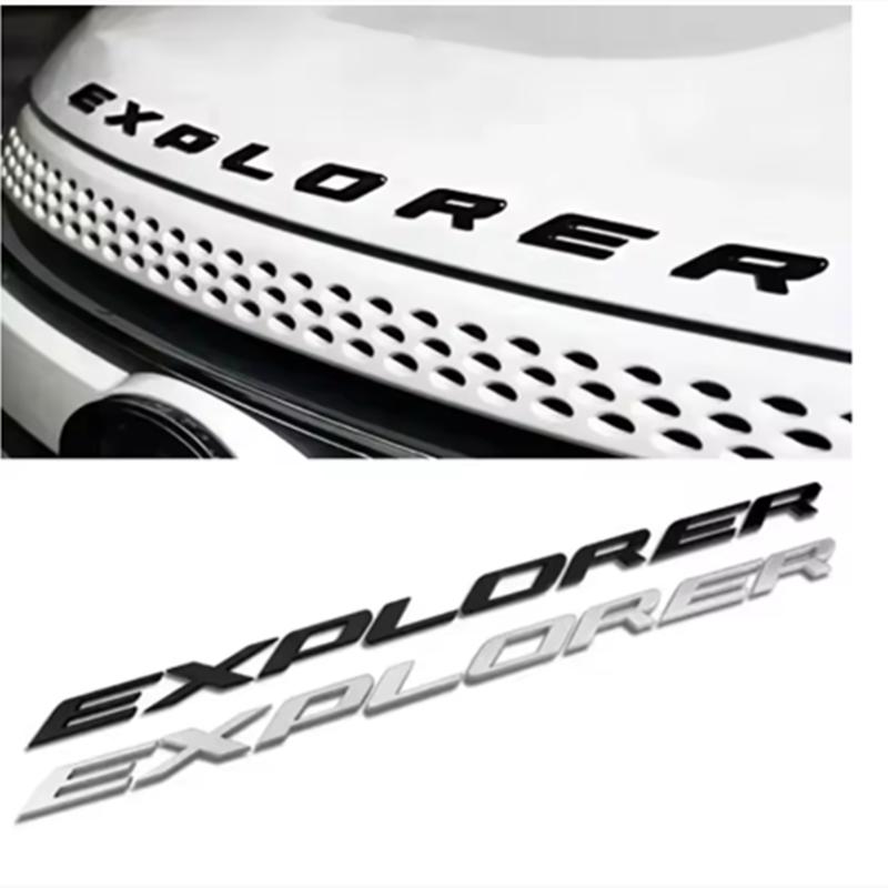AAXW1 3D ABS Chrome Black EXPLORER Letters Car Front Hood Emblem Badge Sticker for Explorer 2011-2019 Car Styling Accessories