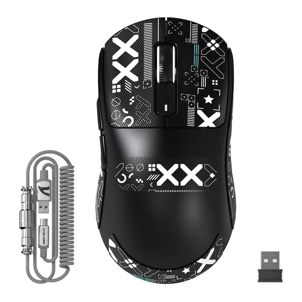 MAMBASNAKE x ATTACK SHARK X3 MAX Pixart PAW3950 Optical Sensor with Optical 42000 750 50G Maximum 100 Million Click for Gaming and Coiled Cable and