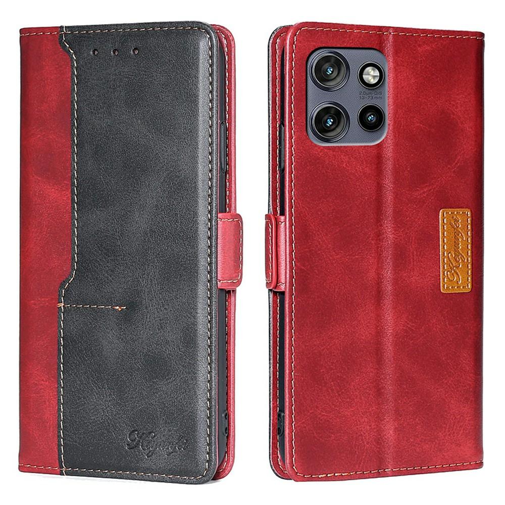 

Phone Case For Motorola Edge 50 Neo 5G/Moto S50 5G/ThinkPhone 25 5G Contrast Color Wallet Leather Cover Black+Red