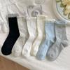 Sock Children's Mid-calf Tube Socks with Bubble-shaped Openings and Lace Trim, Women's Thin Style Socks, Bow-shaped Ballet-style Women's Socks