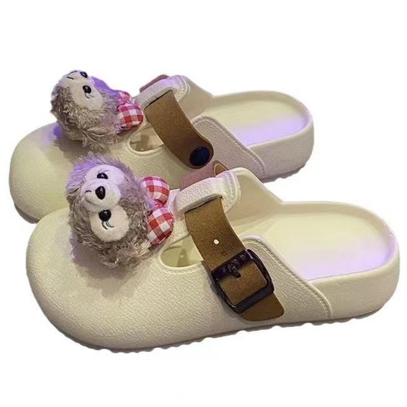 Cute early autumn outer bag head slippers versatile soft duffy bear comfortable flat bottom half drag