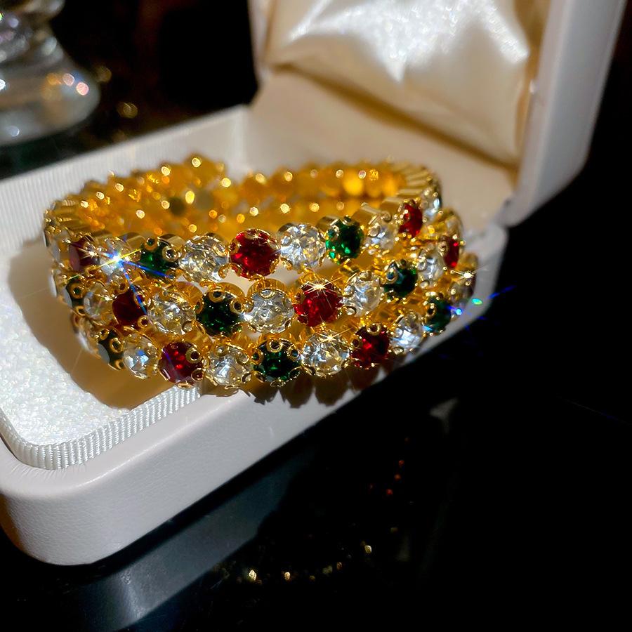 Французский ретро трехслойный открытый браслет с бриллиантами, дофаминовый темперамент, универсальный браслет, ювелирное изделие