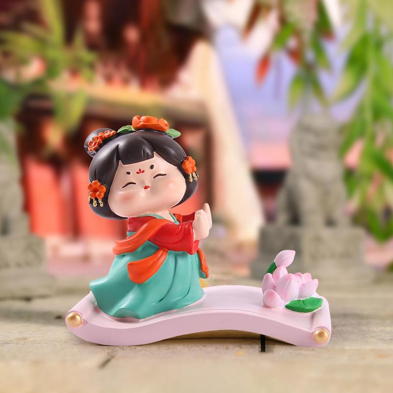 Guochao Ancient Style Tang Xiaohuan Picturesque Mobile Phone Holder Lazy Drama Chasing Artifact Desktop Small Ornament Holiday Gift
