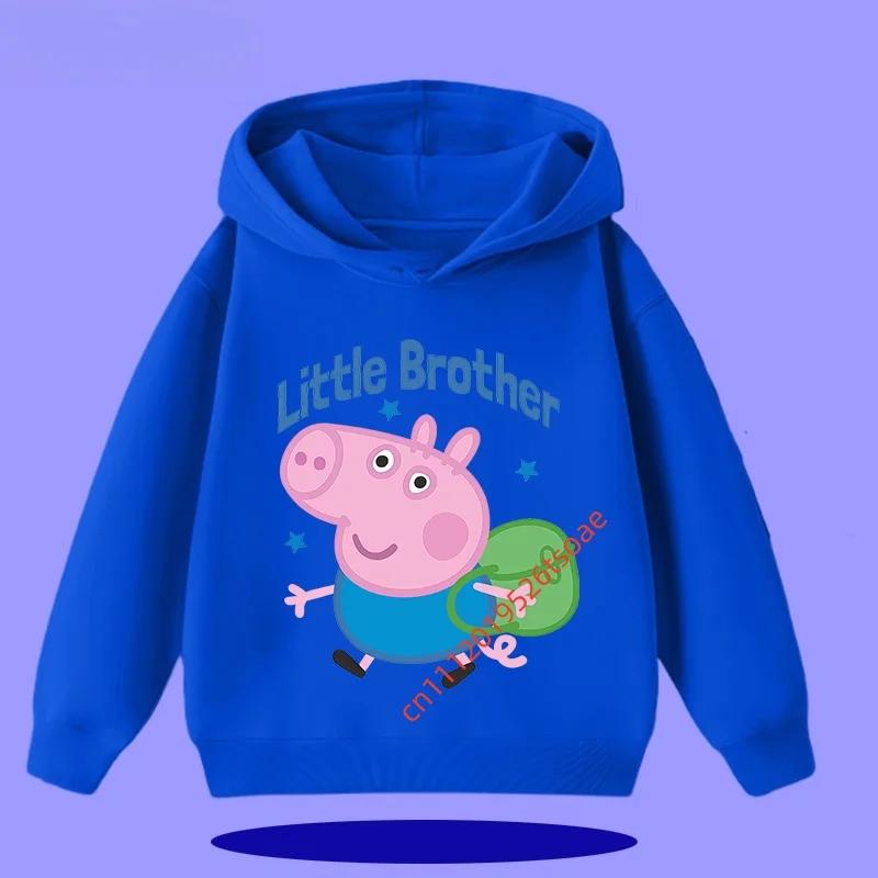 Peppa Pig Children's Hooded Sweatshirt 2026 New Style Cartoon Print Boys' Sport Shirt Girls' Casual Shirt